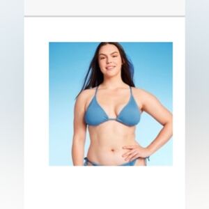 NWT Shade & Shore Slate Blue Ribbed Bikini Triangle Top